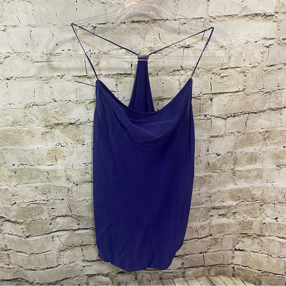 Vince Purple Silk Overlay Racerback Tank Top - Picture 1 of 5